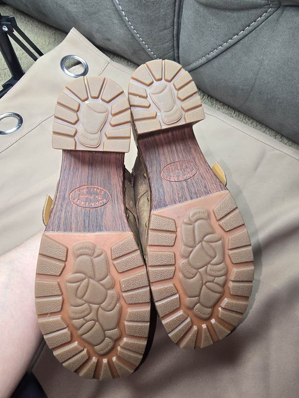Kork-Ease Brown Leather Buckle Clogs with Studded Trim - Picture 8 of 11